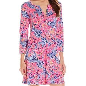 Lilly Pulitzer Womens Coco Coral Banyan Dress XXS Floral Neon Pink Preppy NWT